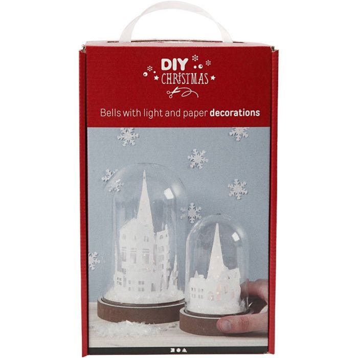 Kit de cloches avec décoration intérieure, H : 12,5+18 cm, 2 pièces/ 1 Pq.