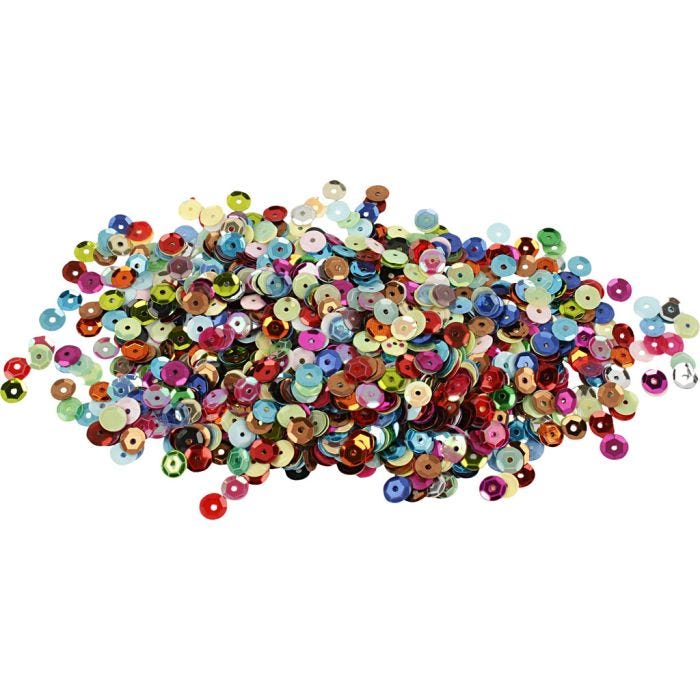 Paillettes, rondes, dim. 6 mm, 100 gr/ 1 Pq.