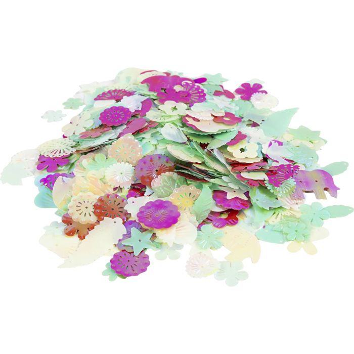 Sequins, dim. 15-45 mm, couleurs nacrées, 400 gr/ 1 Pq.