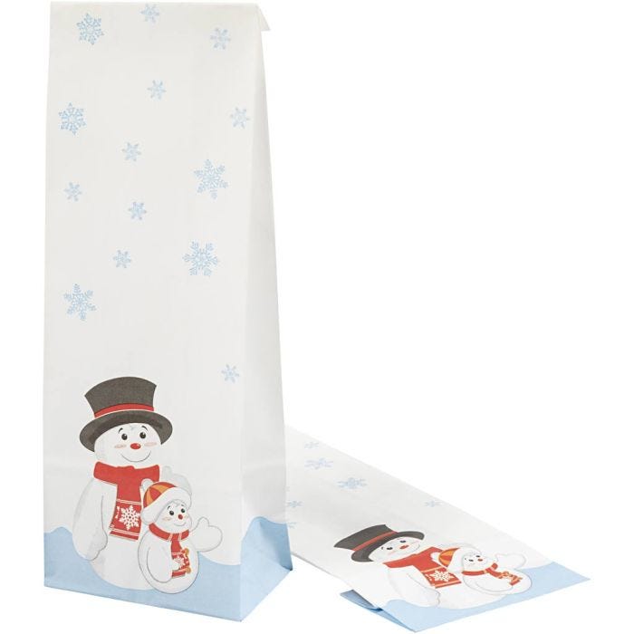 Sac de cadeaux de Noël, motifs de Noël, H : 28 cm, dim. 6x10 cm, 60 gr, 100 pièces/ 1 Pq.