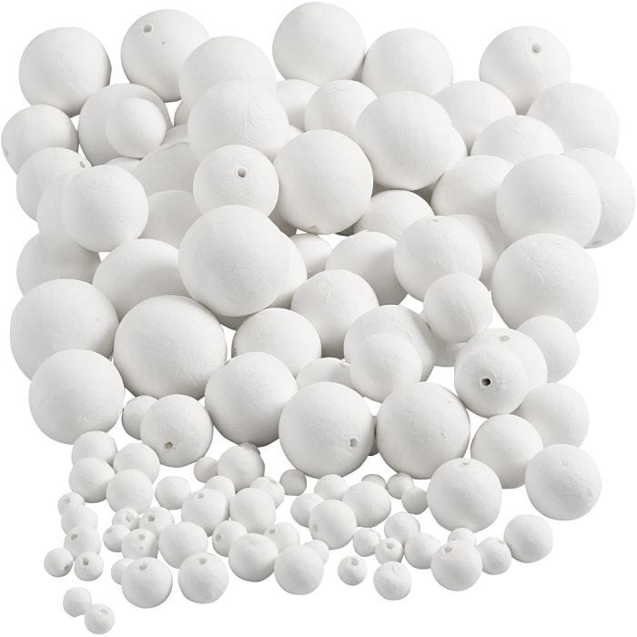 Boule d'ouate, d 12+15+20+30+40+50 mm, blanc, 240 pièces/ 1 Pq.