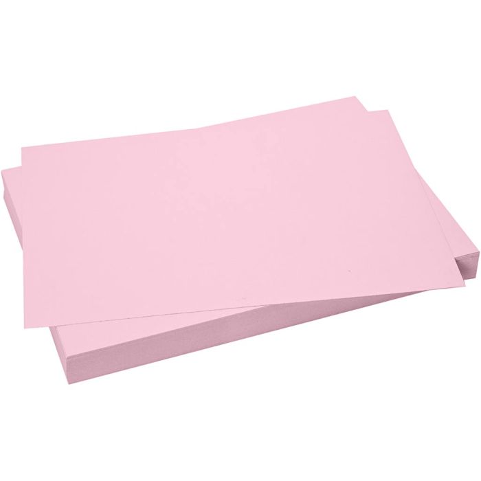 Papier Cartonné, feuille 50x70 cm, dim. 50x70 cm, 270 gr, rose clair, 100 flles/ 1 Pq.