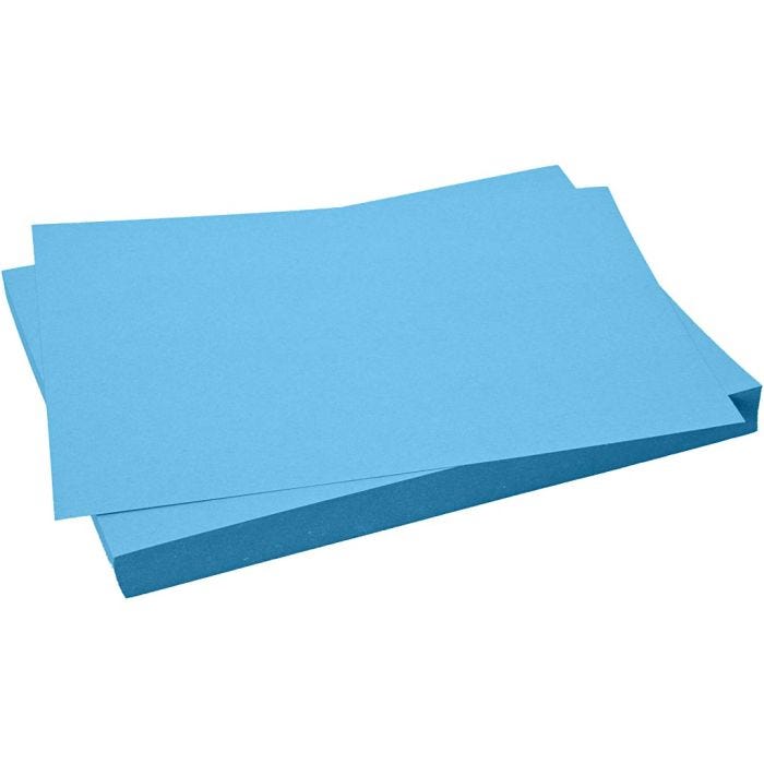 Papier Cartonné, feuille 50x70 cm, dim. 50x70 cm, 270 gr, turquoise, 100 flles/ 1 Pq.