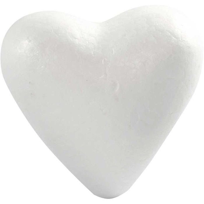 Coeurs en polystyrène, H : 11 cm, P: 5 cm, L : 11,5 cm, blanc, 25 pièces/ 1 Pq.