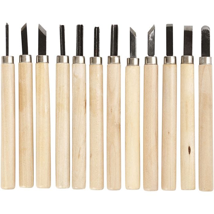 Set pour sculpture en bois, 12 pièces/ 1 Pq.
