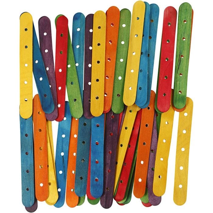 Bâtonnets de construction, L : 15 cm, L : 1,8 cm, diamètre intérieur 4 mm, ass. de couleurs, 500 ass./ 1 Pq.
