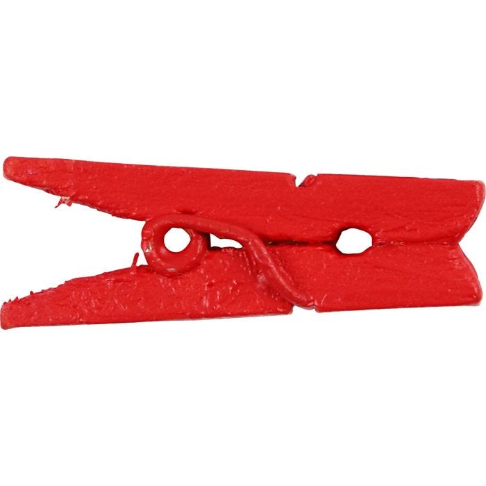 Mini-épingle à linge, L : 25 mm, L : 3 mm, rouge, 36 pièces/ 1 Pq.