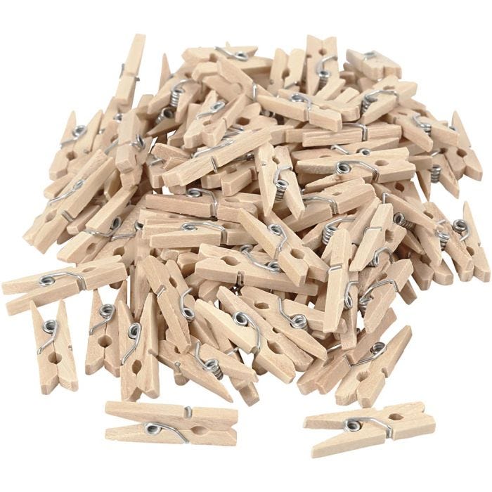 Pinces à linge, L : 25 mm, L : 3 mm, 100 pièces/ 1 Pq.