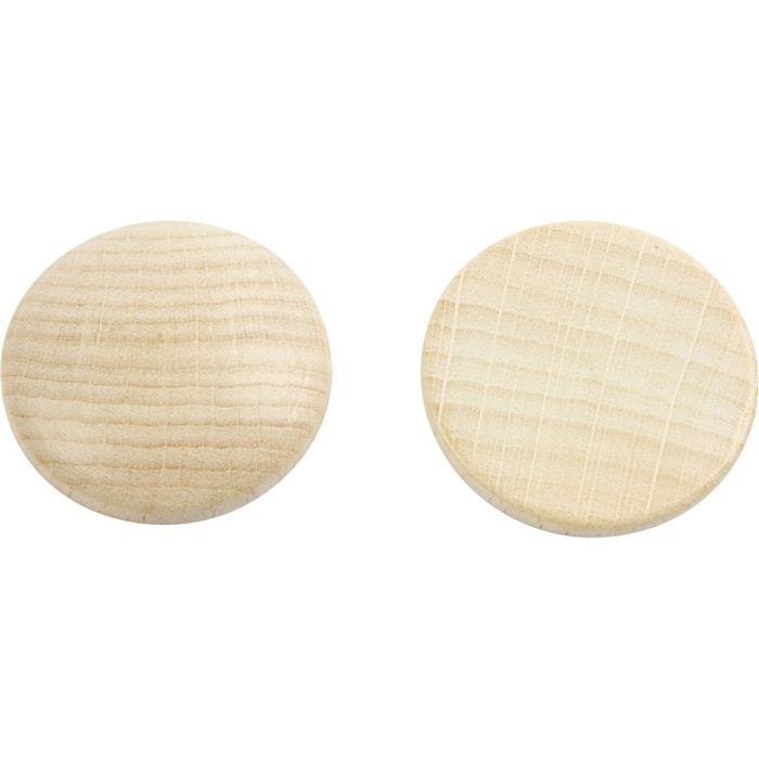 Boutons en bois, d 30 mm, ép. 5 mm, 15 pièces/ 1 Pq.