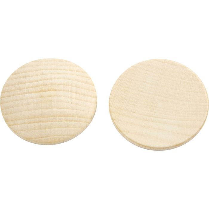 Boutons en bois, d 40 mm, ép. 5,2 mm, 100 pièces/ 1 Pq.