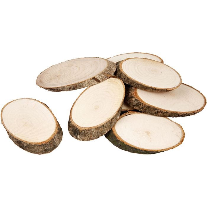 Disques en bois, dim. 7,5 x 4,5 cm, ép. 8 mm, 20 pièces/ 1 Pq.