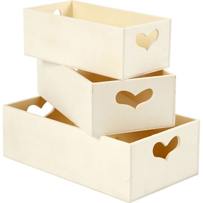 Boites de rangement, H : 6,3+5,8+5,5 cm, L : 20,5+18+15,8 cm, L : 11,5+9,8+7,8 cm, 3 pièces/ 1 set