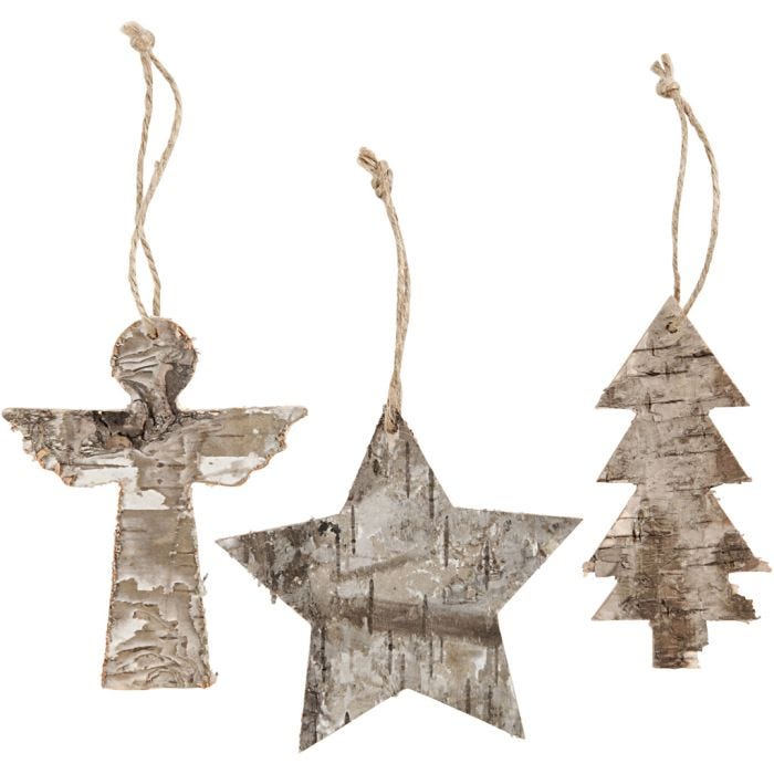 Décorations de Noël, H : 10 cm, L : 8 cm, 3 pièces/ 1 Pq.