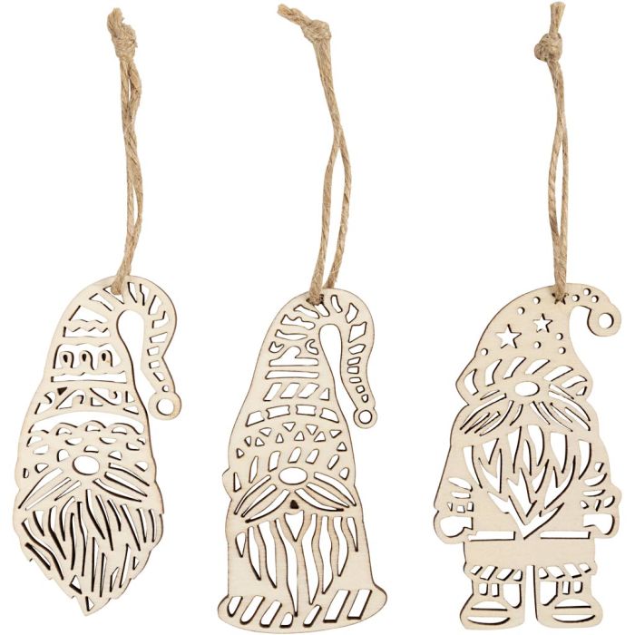 Nain de jardin Noël scandinave, H : 8 cm, L : 4 cm, 6 pièces/ 1 Pq.