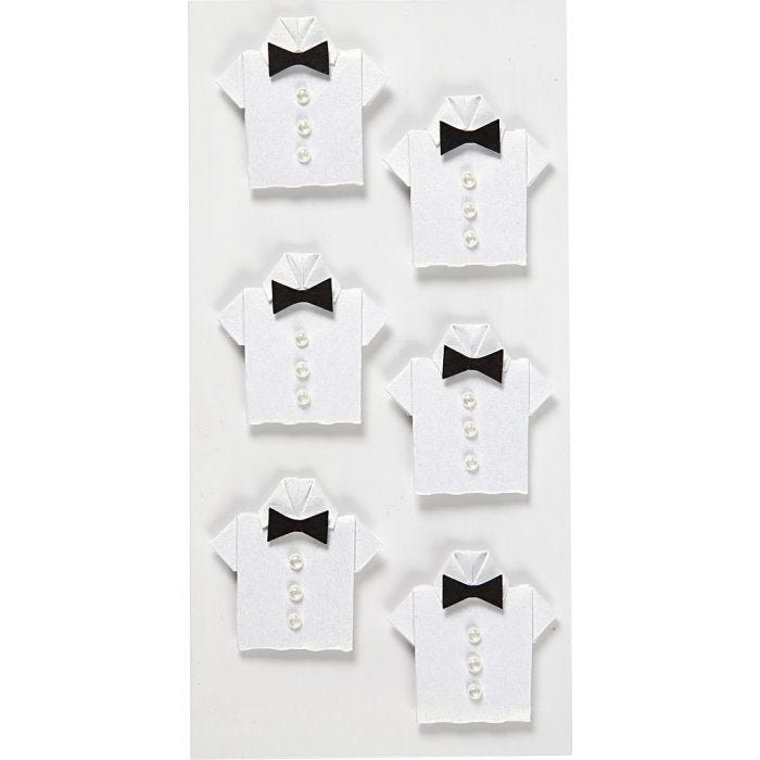 Autocollants, chemise, dim. 33x35 mm, blanc, 6 pièces/ 1 Pq.