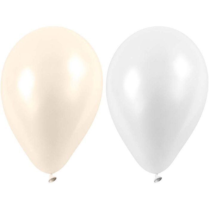 Ballons, ronds, d 23 cm, blanc, nacré, 10 pièces/ 1 Pq.