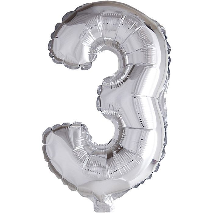 Ballon en aluminium, 3, 41 cm, argent, 1 pièce