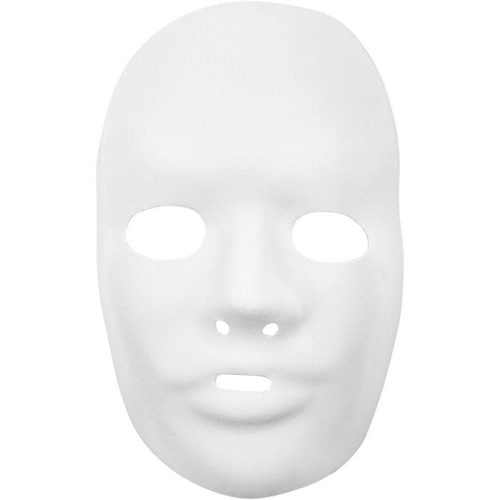 Masque visage , H: 24 cm, L: 15,5 cm, blanc, 12 pièce/ 1 Pq.