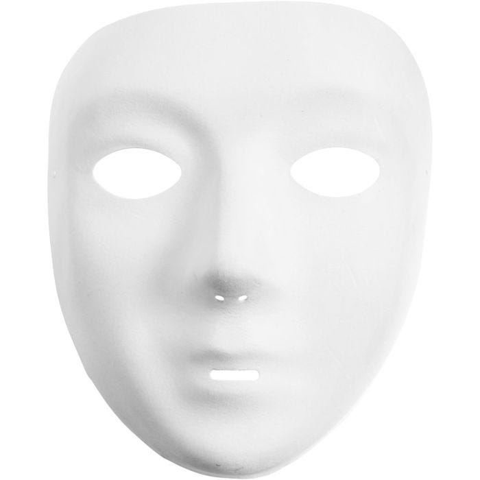 Masque visage , H : 17,5 cm, L : 14 cm, blanc, 12 pièces/ 1 Pq.