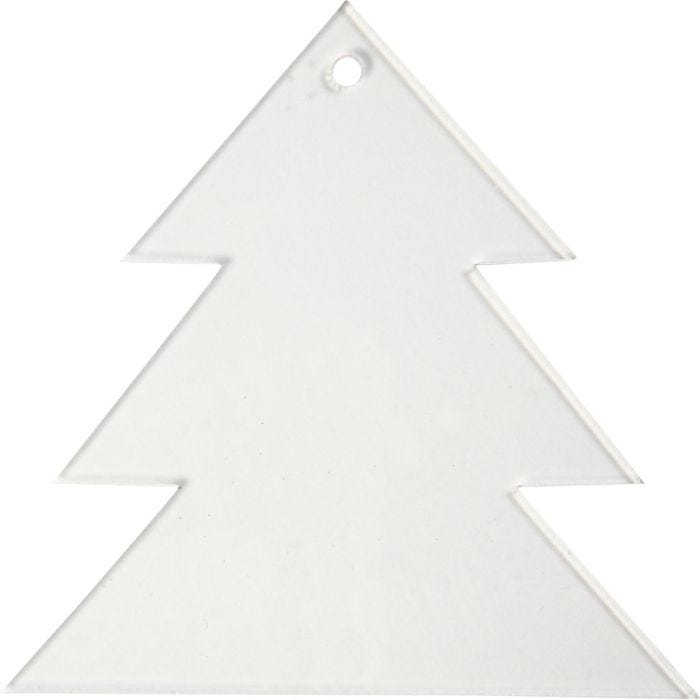 Décorations en acrylique, arbre de Noël, H : 8 cm, ép. 2 mm, 5 pièces/ 1 Pq.