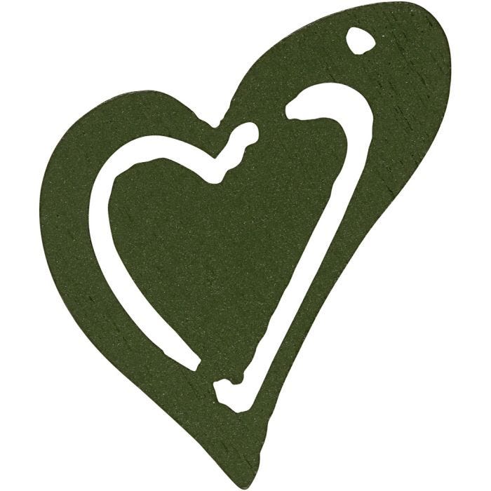 Coeur, dim. 25x22 mm, ép. 1,7 mm, vert foncé, 20 pièces/ 1 Pq.