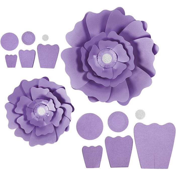 Fleurs en papier, d 15+25 cm, 230 gr, violet, 2 pièces/ 1 Pq.
