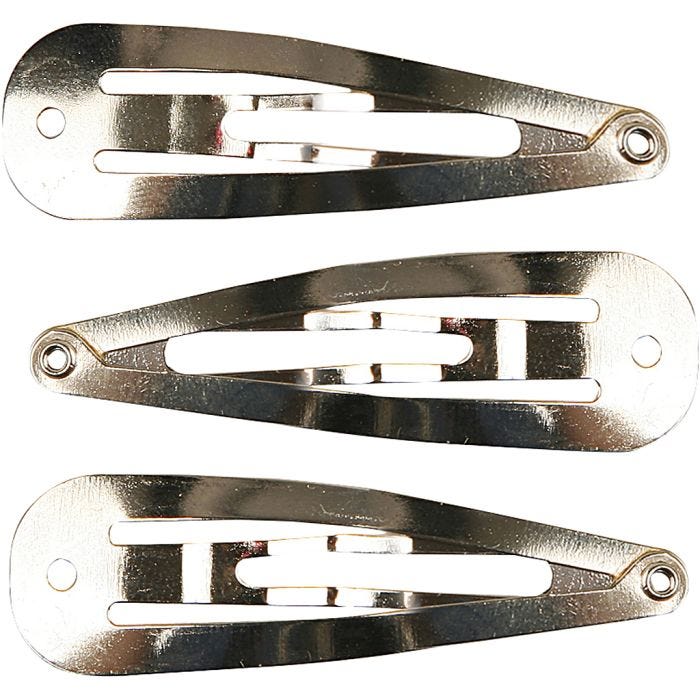 Barettes à cheveux, L : 45 mm, L : 14 mm, argenté, 100 pièces/ 1 Pq.
