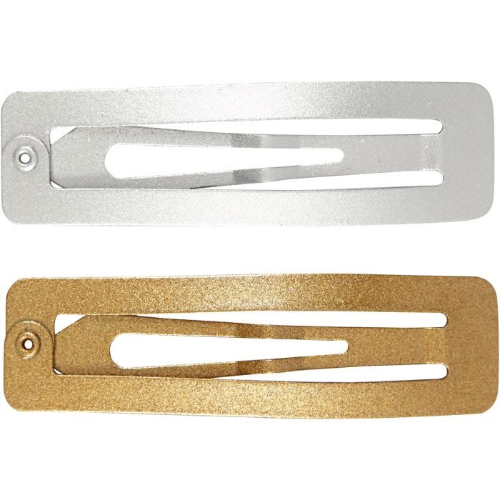 Barettes pour cheveux, L : 58 mm, L : 16 mm, or, argent, 4 pièces/ 1 Pq.