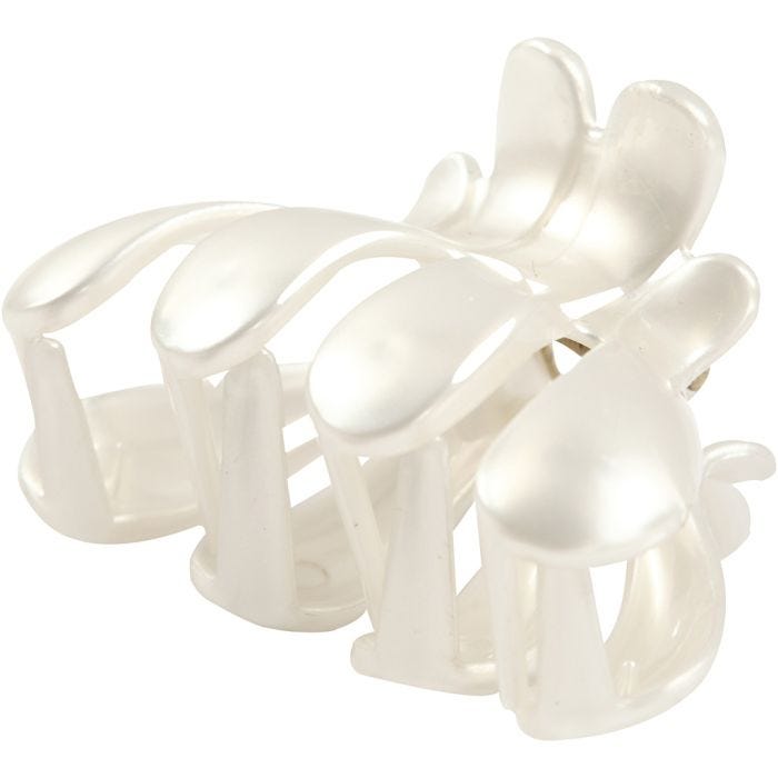 Pince à cheveux, L : 60 mm, L : 38 mm, nacré, 2 pièces/ 1 Pq.