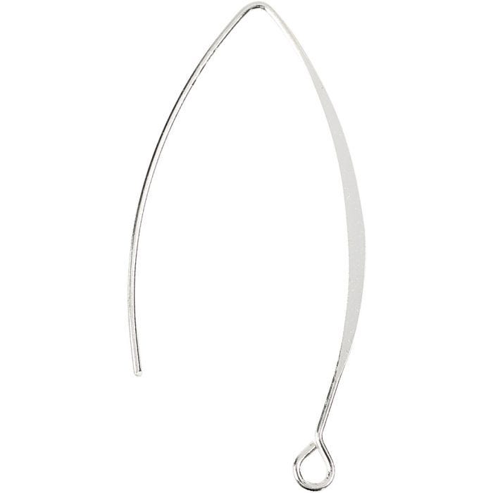 Attache boucles d'oreilles, H : 42 mm, diamètre intérieur 2 mm, argenté, 4 pièces/ 1 Pq.