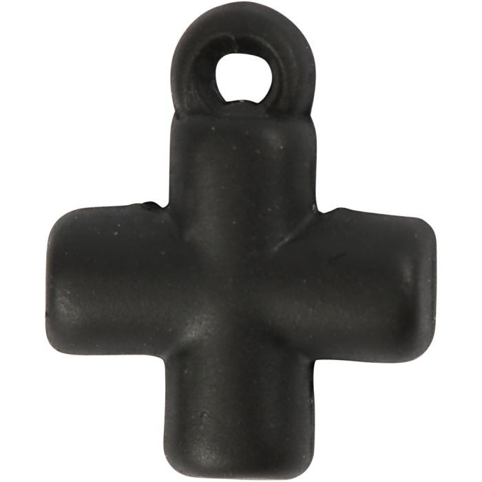Croix, dim. 10x10 mm, diamètre intérieur 1,5 mm, noir, 4 pièces/ 1 Pq.