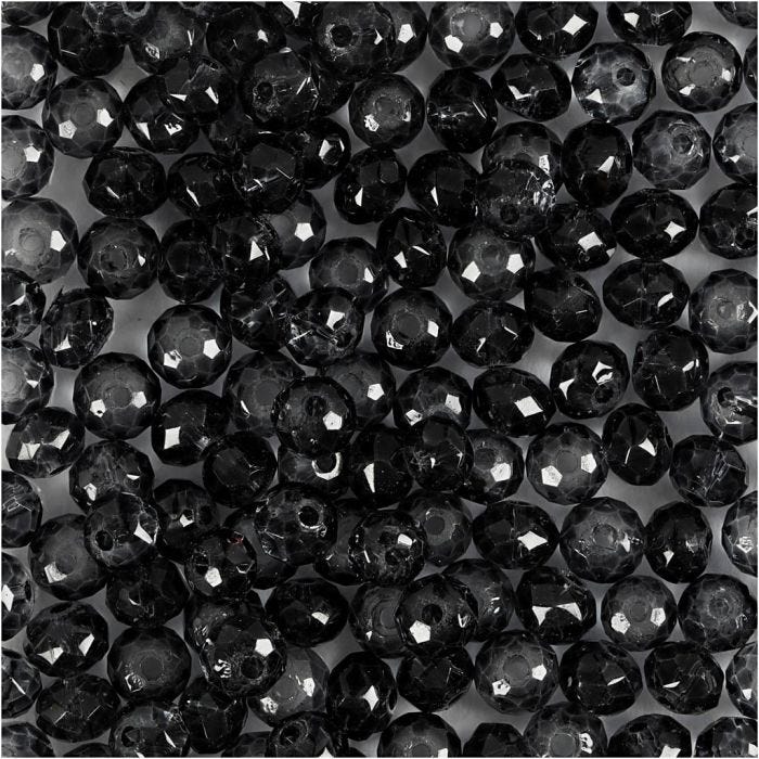 Perles à Facettes, d 4 mm, diamètre intérieur 1 mm, gris, 45 pièces/ 1 Pq.