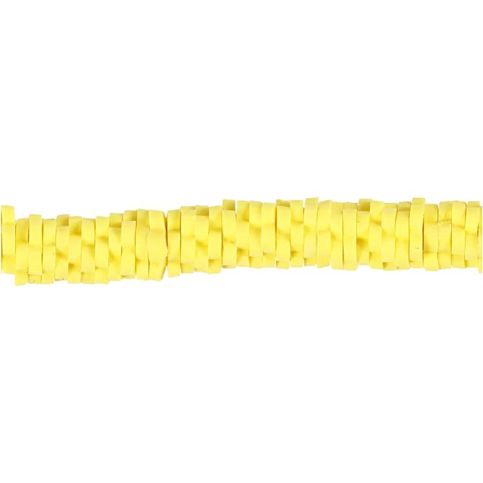 Perles en Terre Cuite, d 5-6 mm, diamètre intérieur 2 mm, jaune, 145 pièces/ 1 Pq.