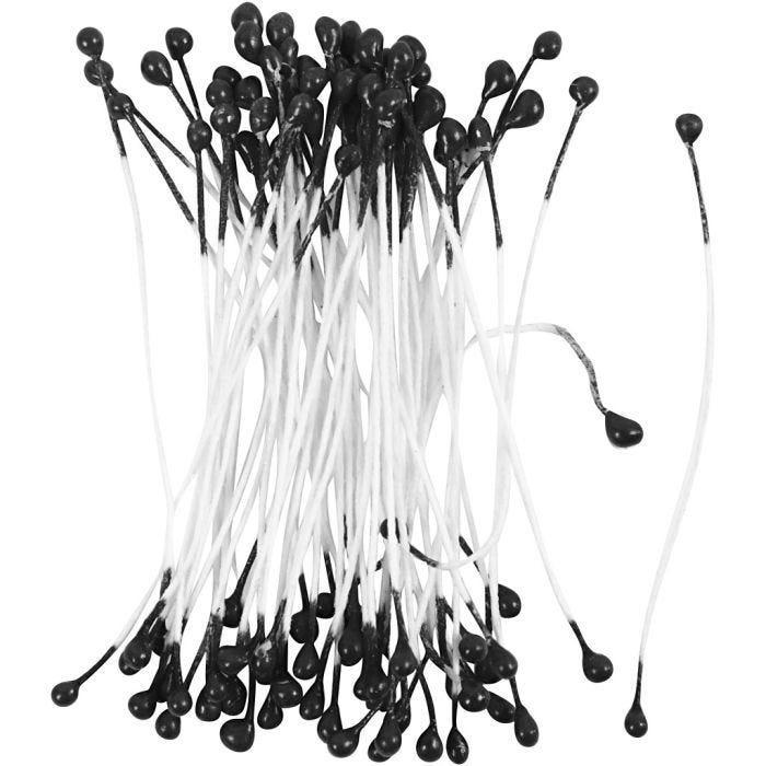 Étamines de Fleurs, L : 6,4 cm, d 2 mm, noir, 100 pièces/ 1 Pq.