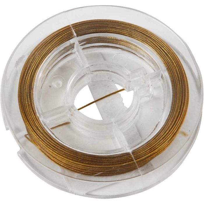 Fil à Perles, ép. 0,38 mm, or, 10 m/ 1 rouleau