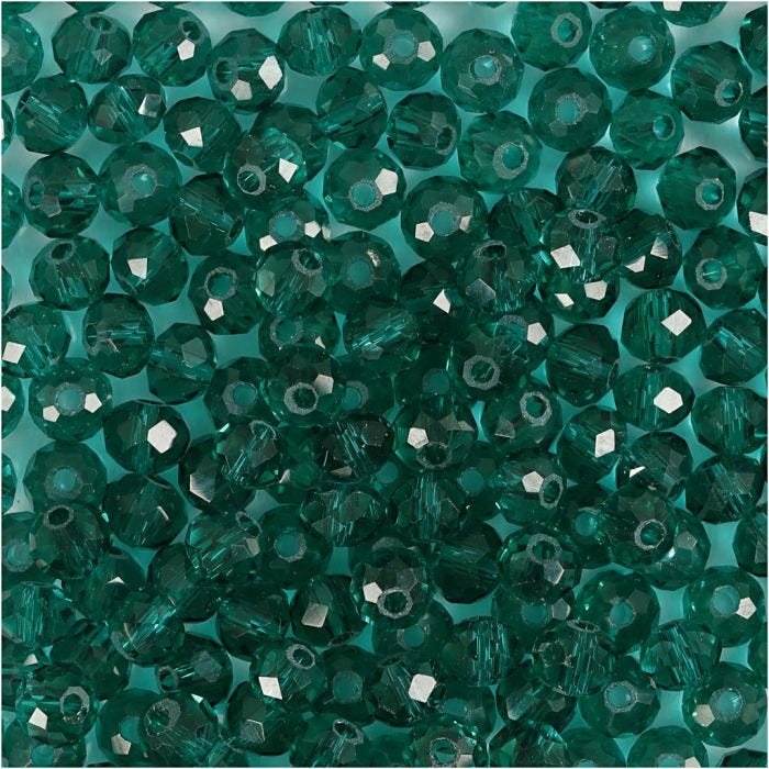 Perles à Facettes, dim. 3x4 mm, diamètre intérieur 0,8 mm, émeraude, 100 pièces/ 1 Pq.