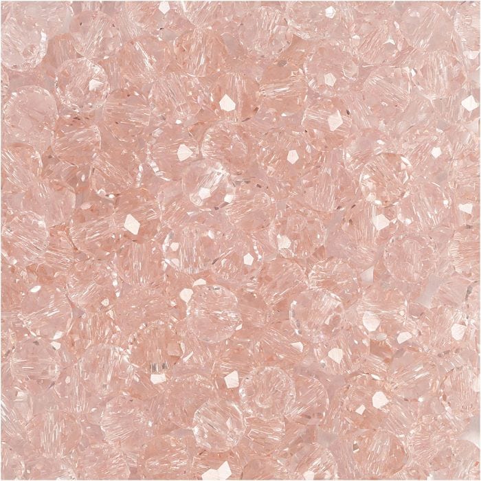 Perles à Facettes, dim. 3x4 mm, diamètre intérieur 0,8 mm, rose, 100 pièces/ 1 Pq.