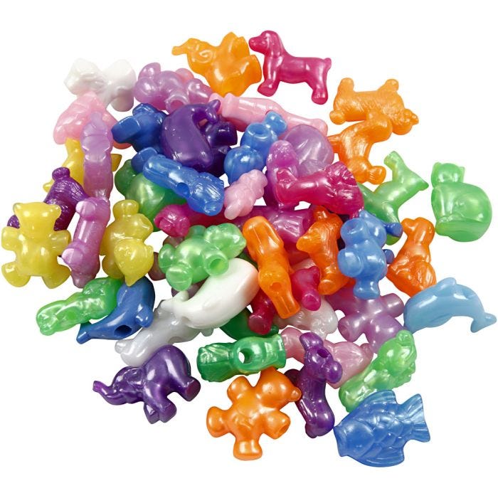 Perles Plastique Novelty, dim. 25 mm, diamètre intérieur 4 mm, 125 ml/ 1 Pq.