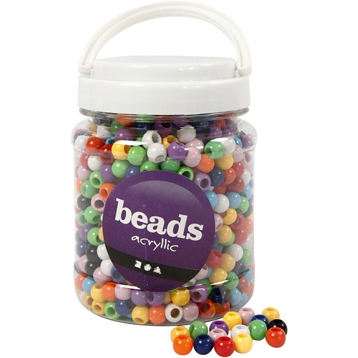 Perles Pony, d 10 mm, diamètre intérieur 4,5 mm, ass. de couleurs, 430 gr, 700 ml/ 1 boîte