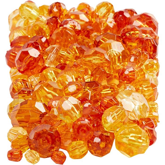 Mix de Perles à Facettes, dim. 4-12 mm, diamètre intérieur 1-2,5 mm, jaune (32227), 250 gr/ 1 Pq.