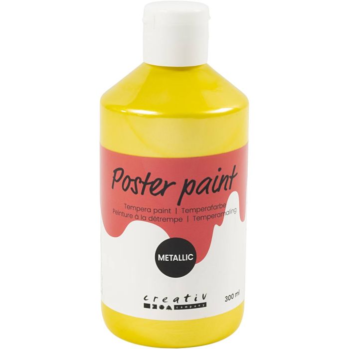 Peinture à la détrempe Métallisée, jaune, 300 ml/ 1 Pq.