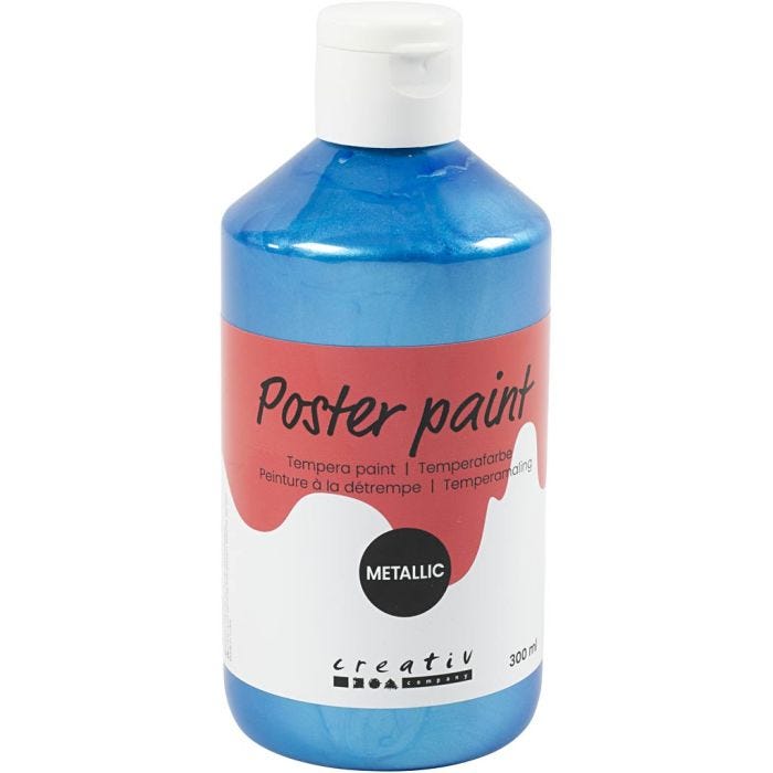 Peinture à la détrempe Métallisée, bleu, 300 ml/ 1 Pq.