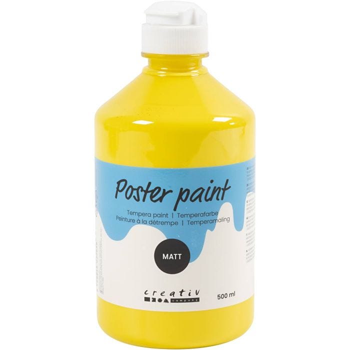 Peinture à la détrempe Mate, jaune, 500 ml/ 1 flacon