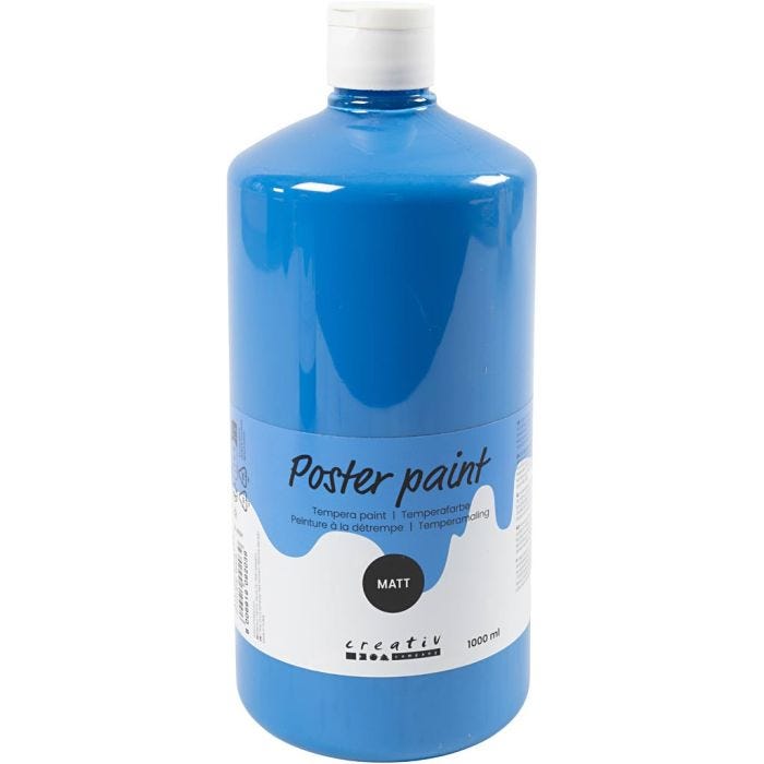 Peinture à la détrempe Mate, bleu primaire, 1000 ml/ 1 flacon