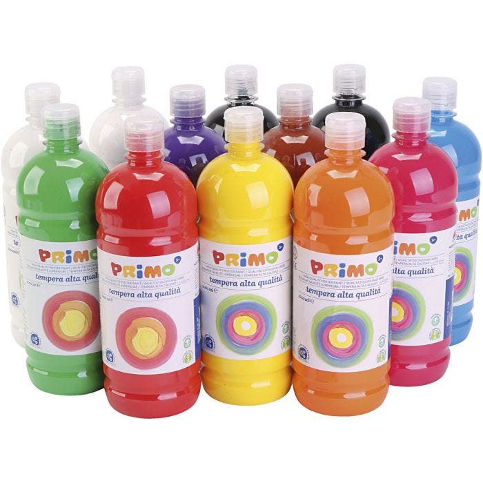 Peinture à la détrempe Mate, mate, ass. de couleurs, 12x1000 ml/ 1 Pq.