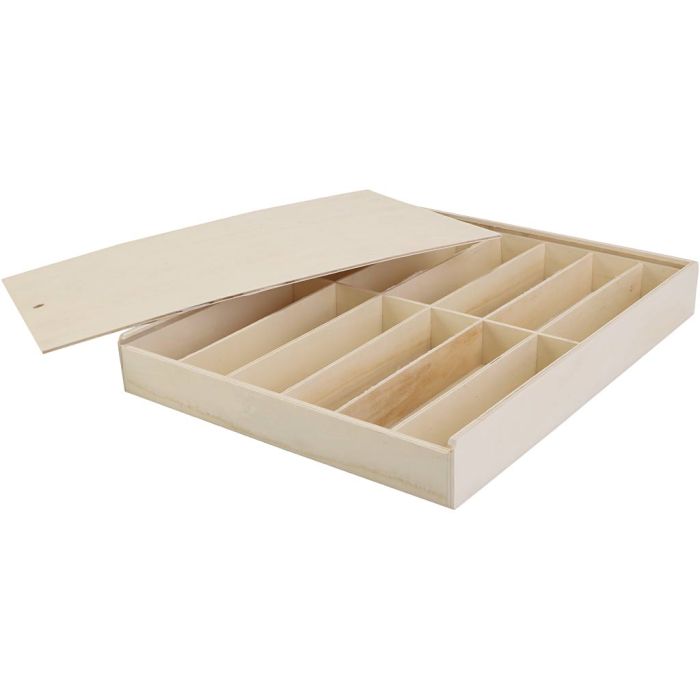 Boîte en bois avec couvercle, dim. 29x37x5 cm, 1 pièce