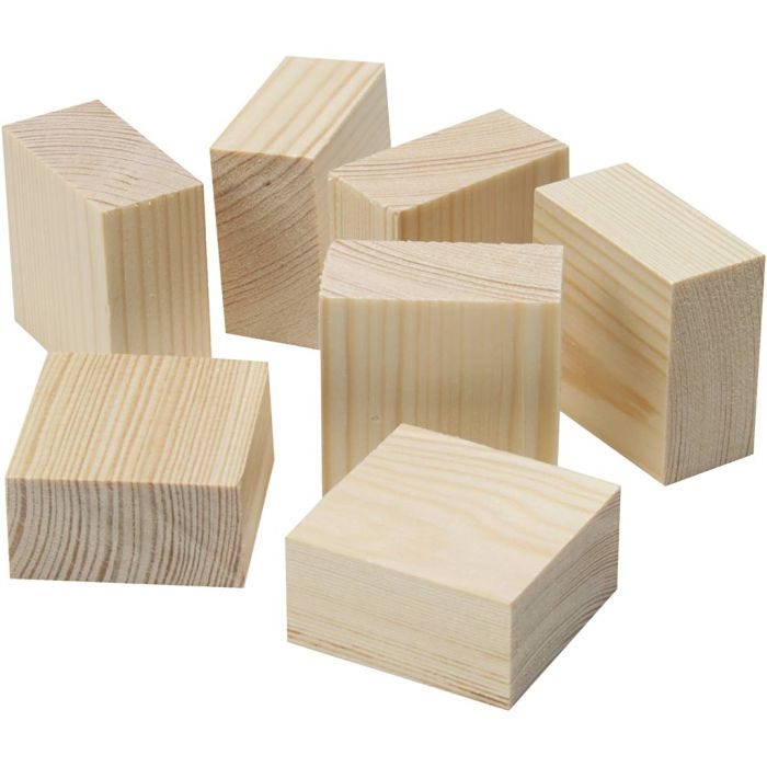 Blocs/pieds en bois, dim. 4x4x2 cm, 50 pièces/ 1 sac