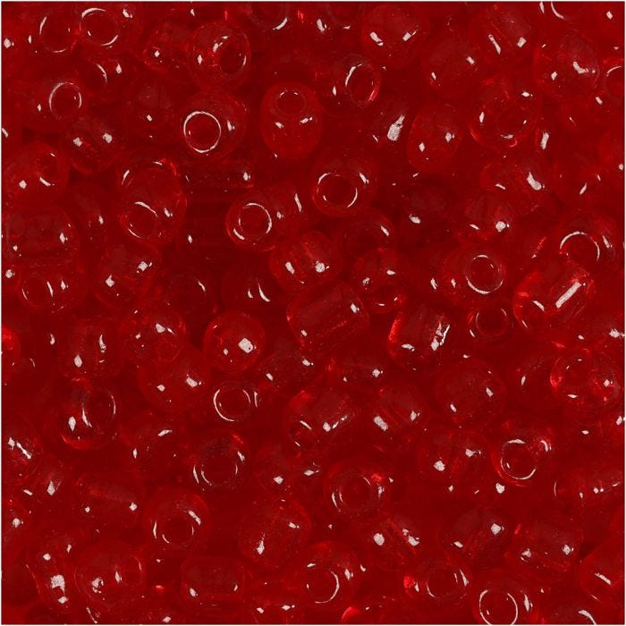 Perles de Rocaille, d 4 mm, dim. 6/0, diamètre intérieur 0,9-1,2 mm, rouge vif, 25 gr/ 1 Pq.