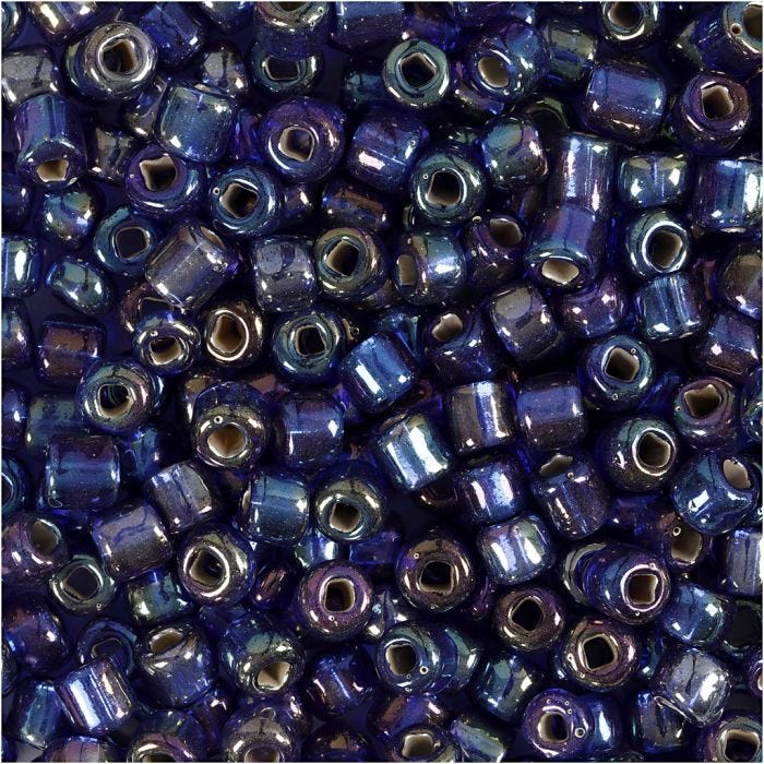 Perles de Rocaille, d 4 mm, dim. 6/0, diamètre intérieur 0,9-1,2 mm, bleu brillant, 25 gr/ 1 Pq.