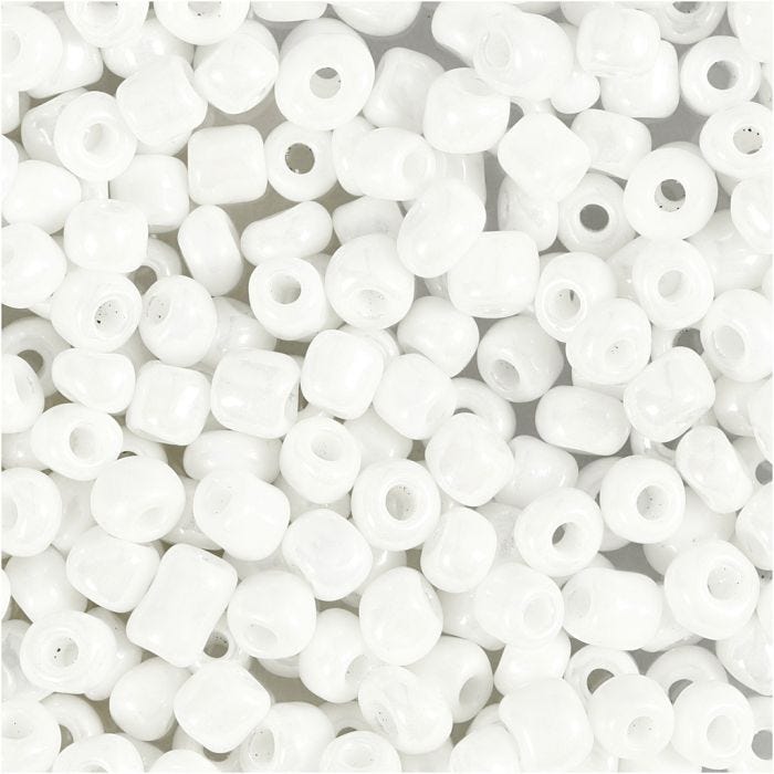 Perles de Rocaille, d 4 mm, dim. 6/0, diamètre intérieur 0,9-1,2 mm, nacré, 25 gr/ 1 Pq.